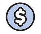 Graphical icon of a dollar sign. 