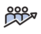 Graphical icon of a sales chart. 